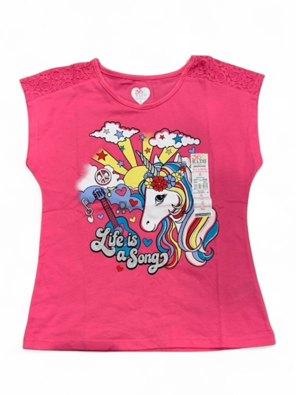 365 Kids Girls 8 Pink Unicorn Top
